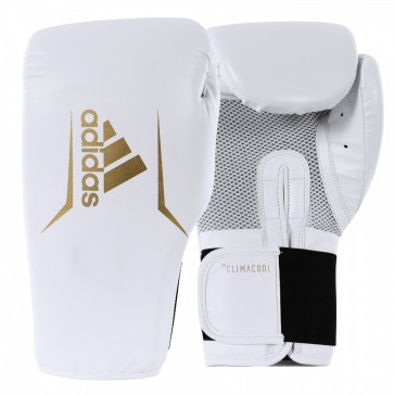 Боксерские перчатки Adidas Speed 75 белые с золотом
