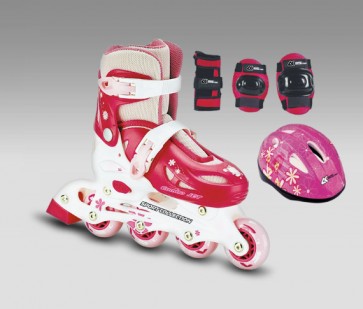 Детские роликовые коньки + защита COMBO JET PINK / (27-30)