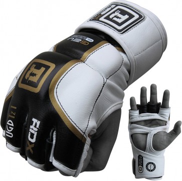 Перчатки для смешанных единоборств MMA Кожа RDX pro golden