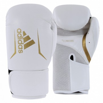 Боксерские перчатки Adidas Speed 100 белые с золотом
