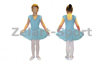 Платье для танцев (бейсик) голубое CHD01-BL (х-б, шифон)