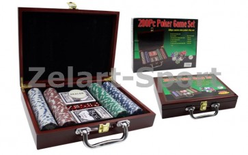Покерный набор в дерев. кейсе-200 IG-6642