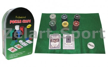 Покерный набор в метал. коробке-120 IG-3008