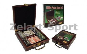 Покерный набор в дерев. кейсе-100 IG-6641