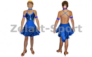 Платье Латина синий. RLD081104-B  (нейлон, эластан)