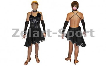 Платье Латина черн. RLD120173-BK (нейлон, эластан)