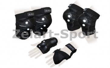 Защита спорт. наколенники, налокот., перчатки для взрослых ZEL SK-4683BK VULCAN