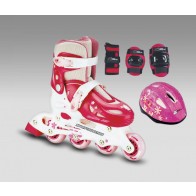 Детские роликовые коньки + защита COMBO JET PINK / (27-30)