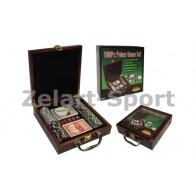 Покерный набор в дерев. кейсе-100 IG-6641