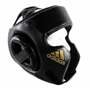 Боксерский шлем для бокса Adidas черный с золотом