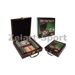 Покерный набор в дерев. кейсе-100 IG-6641