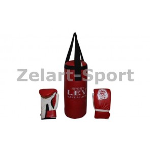 Боксерский набор детский (перчатки+мешок) ЛЕВ PVC UR LV-4686-R